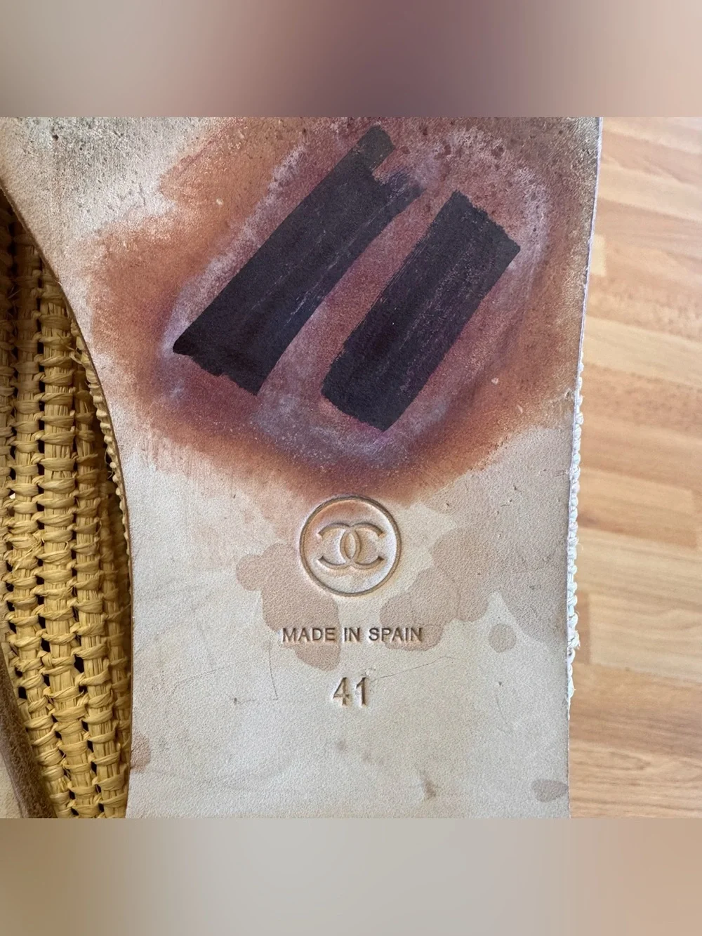 Chanel black lamb leather espadrilles interlocking logo loafers size 41/10-10.5